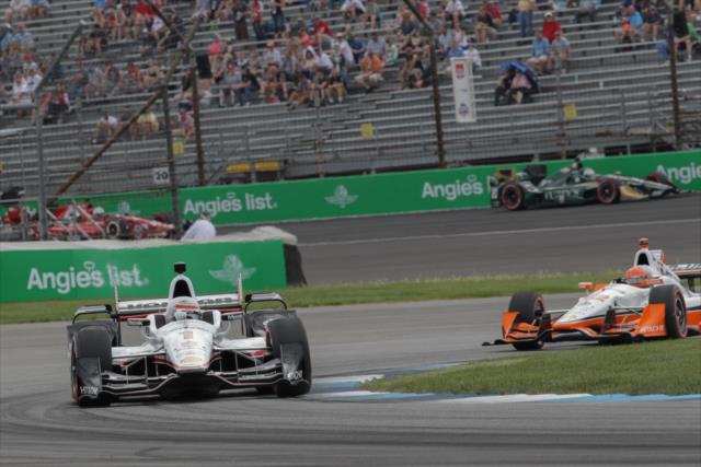 Will Power followed by Simon Pagenaud at the Angie's List Grand Prix of Indianapolis -- Photo by: Joe Skibinski