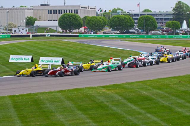 Start of the Pro Mazda race at IMS -- Photo by: Mike Harding