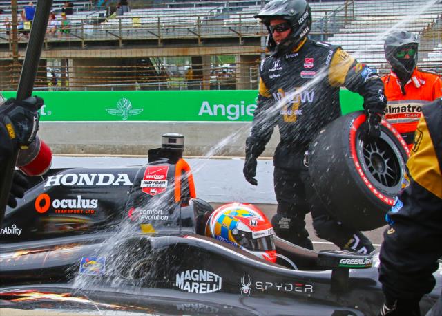 James Hinchcliffe leaves his pit stall during the Angie's List Grand Prix of Indianapolis at the Indianapolis Motor Speedway -- Photo by: Mike Harding