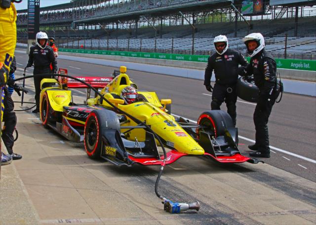 Sebastian Saavedra prepares to leave his pit stall during the Angie's List Grand Prix of Indianapolis at the Indianapolis Motor Speedway -- Photo by: Mike Harding