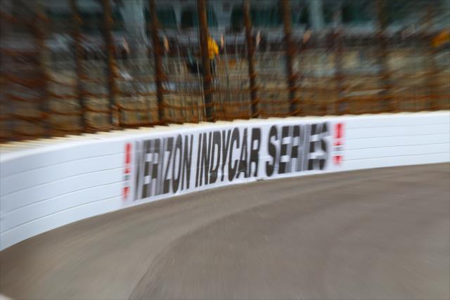 Verizon IndyCar Series signage at the Indianapolis Motor Speedway -- Photo by: Mike Harding