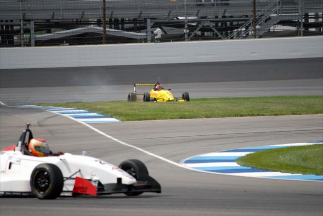 Car runs off during the USF2000 race -- Photo by: Mike Young
