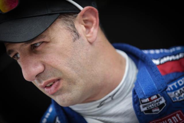 Tony Kanaan in his pit stand prior to the Angie's List Grand Prix of Indianapolis at the Indianapolis Motor Speedway -- Photo by: Shawn Gritzmacher