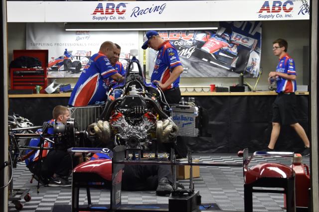 The A.J. Foyt Racing team preparing one of their Hondas for Fast Friday and qualification weekend at the Indianapolis Motor Speedway -- Photo by: Chris Owens