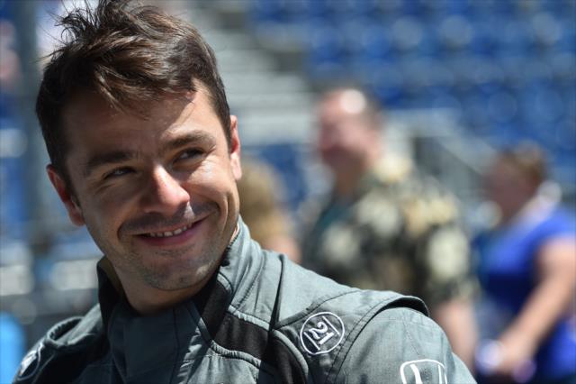 Oriol Servia waits on pit lane prior to practice for the Indianapolis 500 at the Indianapolis Motor Speedway -- Photo by: Dana Garrett