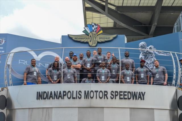 Indianapolis Colts rookies on the Indianapolis Motor Speedway Victory Circle -- Photo by: Doug Mathews