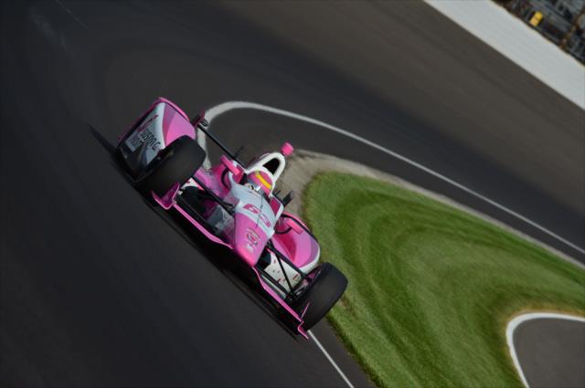Pippa Mann on course during practice for the Indianapolis 500 at the Indianapolis Motor Speedway -- Photo by: Doug Mathews