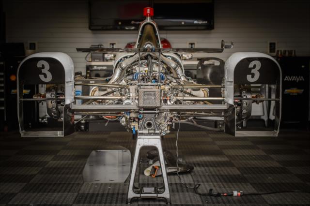 Helio Castroneves car in his garage -- Photo by: Forrest Mellott