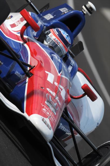 Takuma Sato on course during practice for the Indianapolis 500 at the Indianapolis Motor Speedway -- Photo by: Walter Kuhn