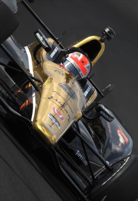 James Hinchcliffe on course during practice for the Indianapolis 500 at the Indianapolis Motor Speedway -- Photo by: Walter Kuhn