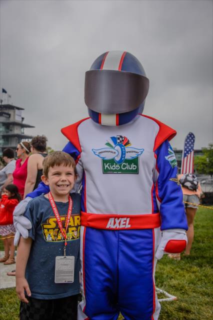 Young race fans with the IMS Kids Club mascot -- Photo by: Forrest Mellott