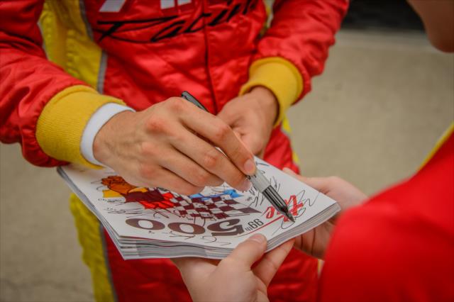 Sebastian Saavedra signs autographs for fans at IMS -- Photo by: Forrest Mellott