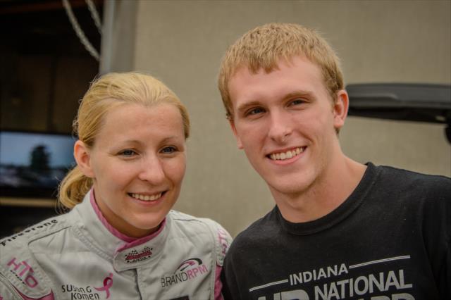 Pippa Mann gets a picture with a fan -- Photo by: Forrest Mellott