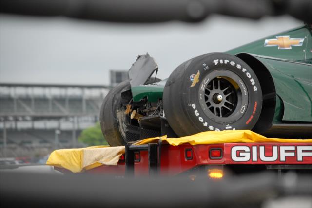 Ed Carpenter's car on the flat bed -- Photo by: Mike Young