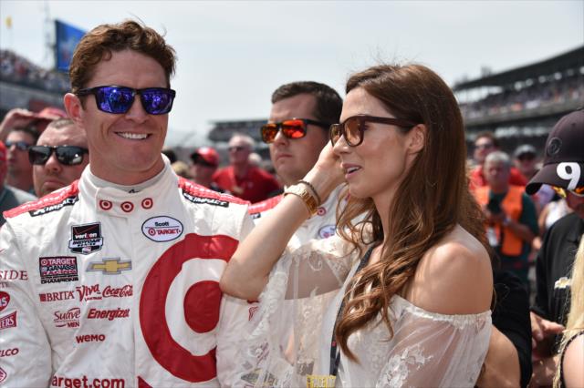 Scott Dixon with his wife Emma during pre-race for the Indianapolis 500 -- Photo by: Dana Garrett