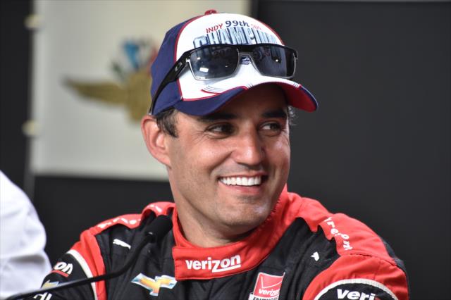 2015 Indianapolis 500 Champion Juan Pablo Montoya during a press conference after the race -- Photo by: Dana Garrett