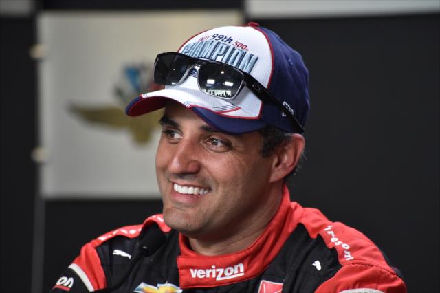 Juan Pablo Montoya during a post race press conference -- Photo by: Dana Garrett
