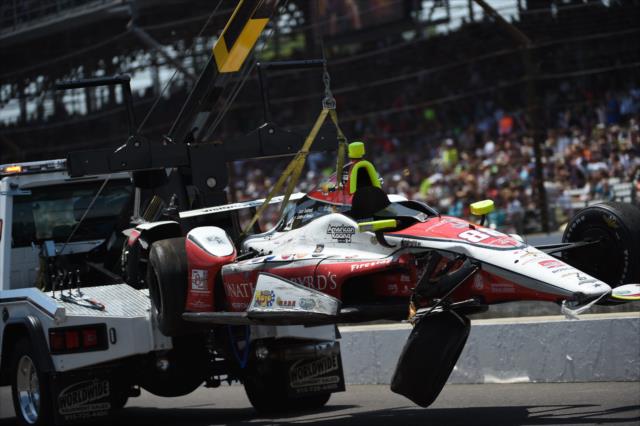 Bruan Clauson car after accident during Indy 500 -- Photo by: Eric Anderson