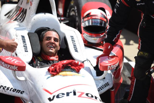 Juan Pablo Montoya wins the 99th running of the Indy 500 -- Photo by: Eric Anderson