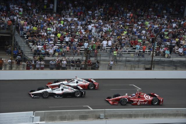 Will Power, Juan Montoya and Scott Dixon during the Indianapolis 500 -- Photo by: Jim Haines
