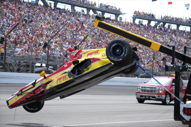 Sebastian Saavedra accident at IMS -- Photo by: Mike Young