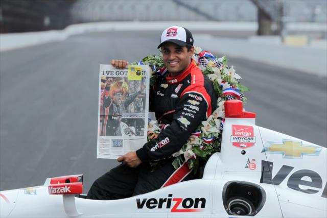 Juan Pablo Montoya wins 99th running of the Indy 500 at the Indianapolis Motor Speedway -- Photo by: Joe Skibinski