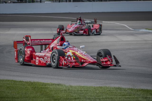 Scott Dixon leads Graham Rahal during practice for the Angie's List Grand Prix of Indianapolis -- Photo by: Forrest Mellott