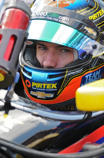 Matt Brabham sits in his No. 61 PIRTEK Chevrolet prior to practice for the Angie's List Grand Prix of Indianapolis -- Photo by: Walter Kuhn