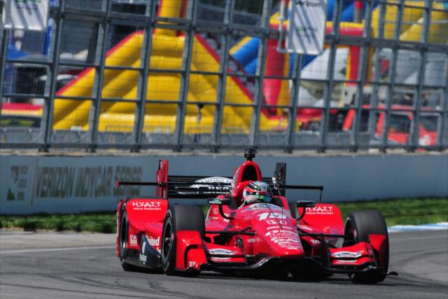 Graham Rahal sets up for Turn 7 during qualifications for the Angie's List Grand Prix of Indianapolis -- Photo by: Walter Kuhn