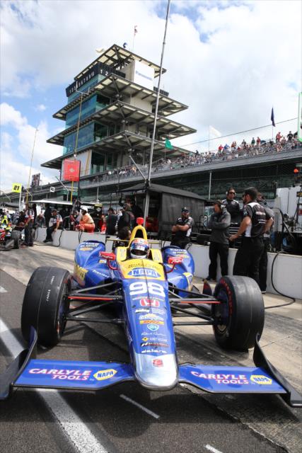 Alexander Rossi in pit lane during practice for the 100th Running of the Indy 500 presented by PennGrade Motor Oil -- Photo by: Chris Jones