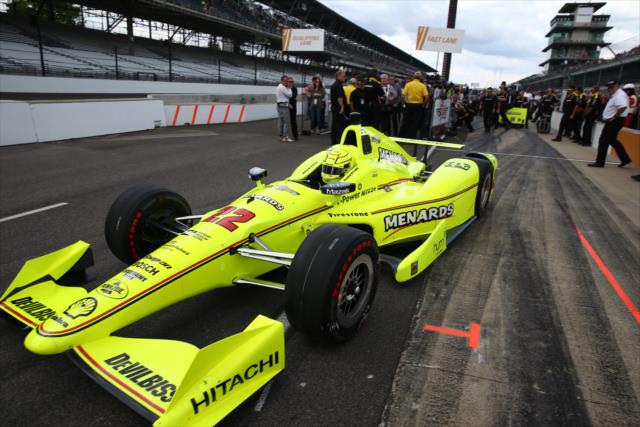 Simon Pagenaud exits pit lane during qualifications for the 100th Running of the Indy 500 presented by PennGrade Motor Oil -- Photo by: Chris Jones