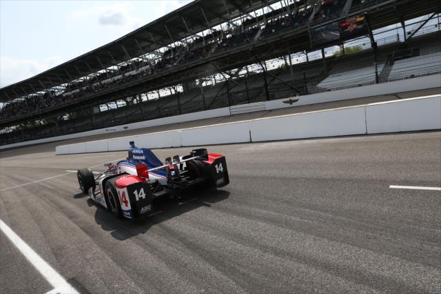 Takuma Sato coming off pit lane during qualifications for the 100th Running of the Indy 500 presented by PennGrade Motor Oil -- Photo by: Chris Jones