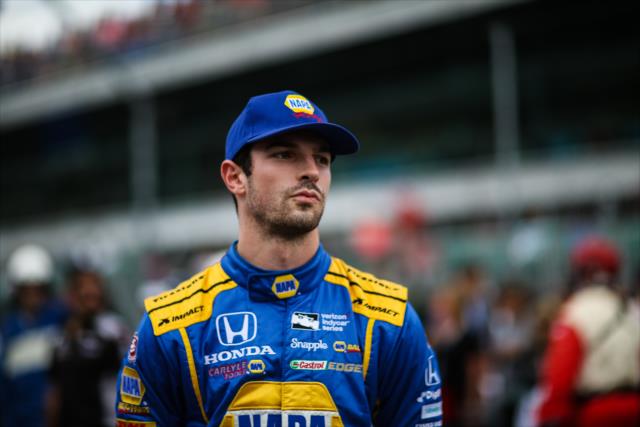Alexander Rossi in pit lane after qualifying for the 100th Running of the Indy 500 presented by PennGrade Motor Oil -- Photo by: David Yowe