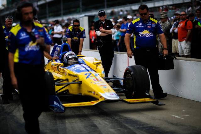 Marco Andretti in pit lane during qualfications for the 100th Running of the Indy 500 presented by PennGrade Motor Oil -- Photo by: David Yowe