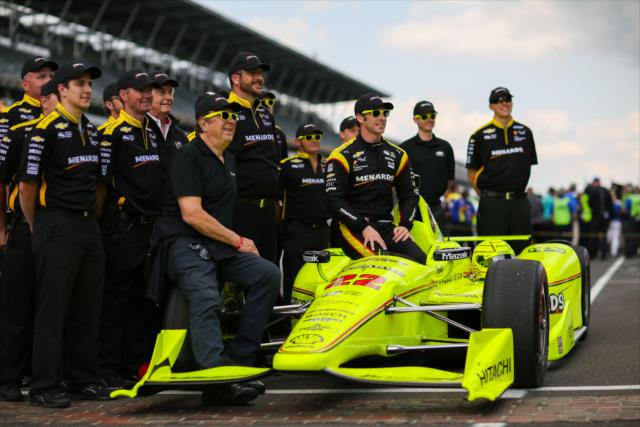 Simon Pagenaud takes his post-qualifying photo during qualifying for the 100th Running of the Indy 500 presented by PennGrade Motor Oil -- Photo by: David Yowe