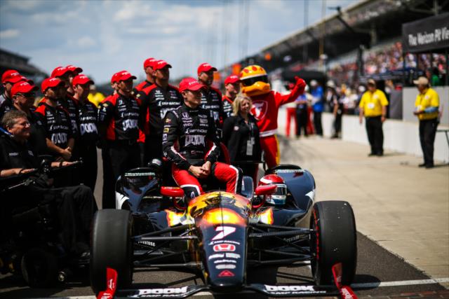 Mikhail Aleshin lines up for his post-qualifying photo during qualifications for the 100th Running of the Indy 500 presented by PennGrade Motor Oil -- Photo by: David Yowe