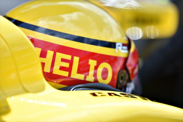 Helio Castroneves sits in his car during practice for the 100th Running of the Indy 500 presented by PennGrade Motor Oil -- Photo by: John Cote
