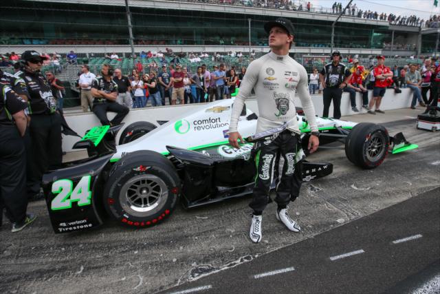 Sage Karam in pit lane during qualifications for the 100th Running of the Indy 500 presented by PennGrade Motor Oil -- Photo by: Joe Skibinski