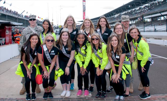 500 Festival princeses on track during qualifications for the 100th Running of the Indy 500 presented by PennGrade Motor Oil -- Photo by: Mike Finnegan