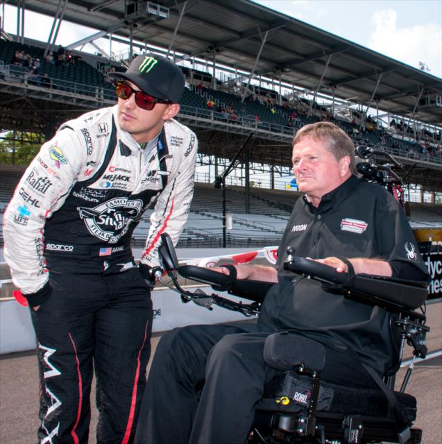 Graham Rahal and Sam Schmidt during practice for the 100th Running of the Indianapolis 500 presented by PennGrade Motor Oil -- Photo by: Mike Finnegan