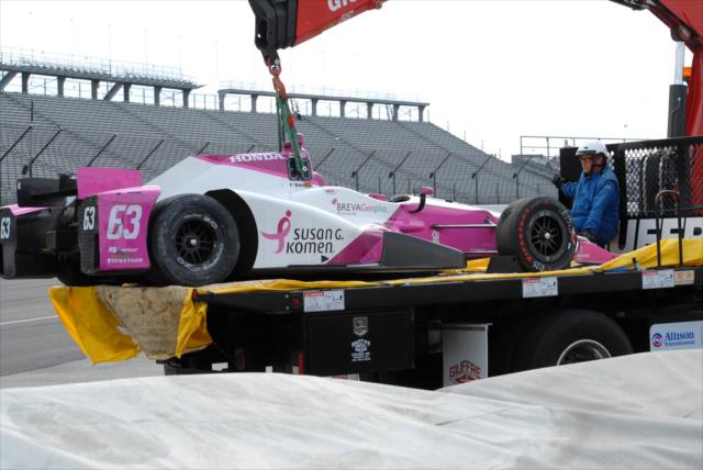Pippa Mann's wrecked car at IMS -- Photo by: Mike Young