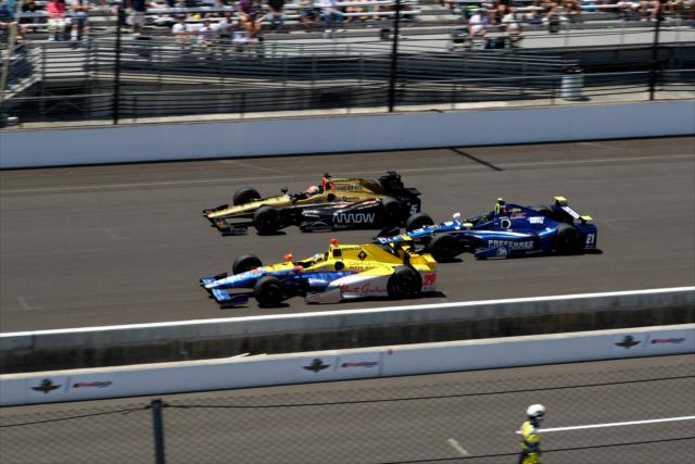 Townsend Bell, Josef Newgarden and James Hinchcliffe during the 100th Running of the Indianapolis 500 presented by PennGrade Motor Oil -- Photo by: Bret Kelley