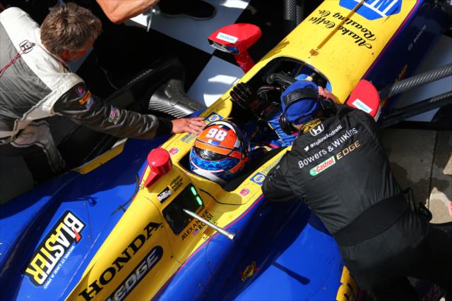 Alexander Rossi rolls into Victory Circle following his win in the 100th Indianapolis 500 -- Photo by: Bret Kelley