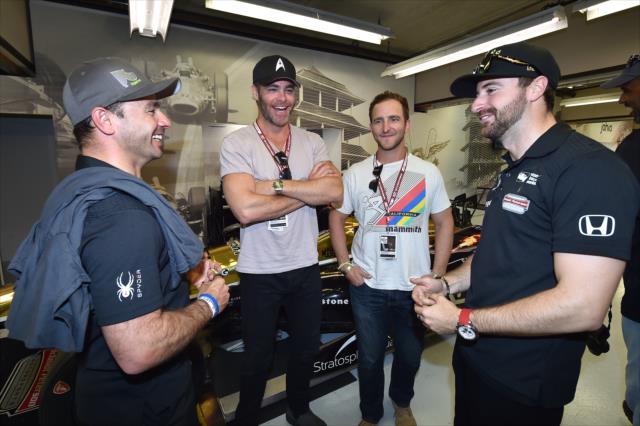 Oriol Servia, Chris Pine and James Hinchcliffe Race Day morning for the 100th Running of the Indy 500 presented by PennGrade Motor Oil -- Photo by: Chris Owens