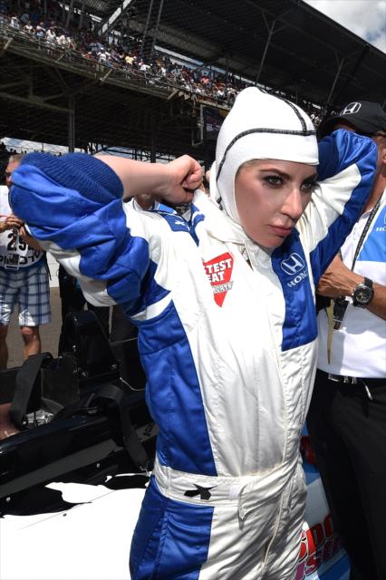 Lady Gaga prior to the 100th Running of the Indy 500 presented by PennGrade Motor Oil -- Photo by: Chris Owens