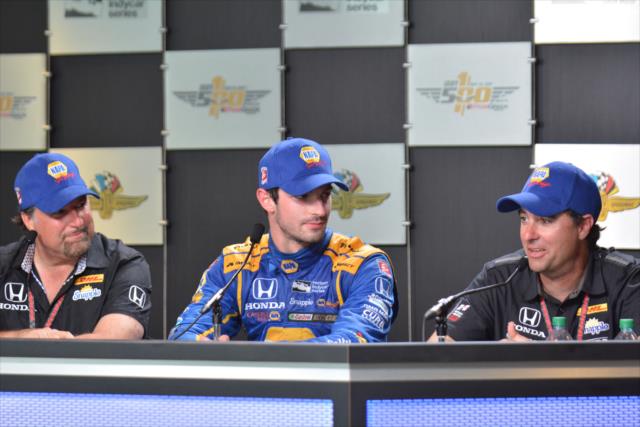 Alexander Rossi after winning the 100th Running of the Indianpolis 500 presented by PennGrade Motor Oil -- Photo by: Dana Garrett