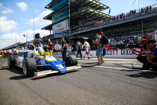 Legend Bobby Unser takes his 1981 winning machine out for a parade lap during pre-race festivities for the 100th Indianapolis 500 -- Photo by: David Yowe