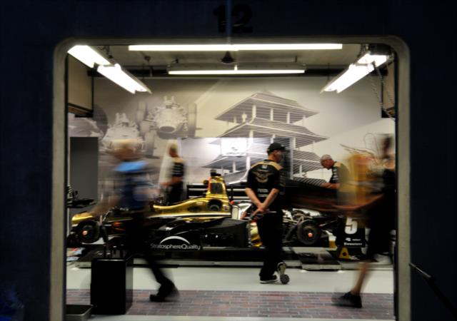 James Hinchcliffe's garage Race Day morning at the Indianapolis Motor Speedway for the 100th Running of the Indy 500 presented by PennGrade Motor Oil -- Photo by: Eric McCombs