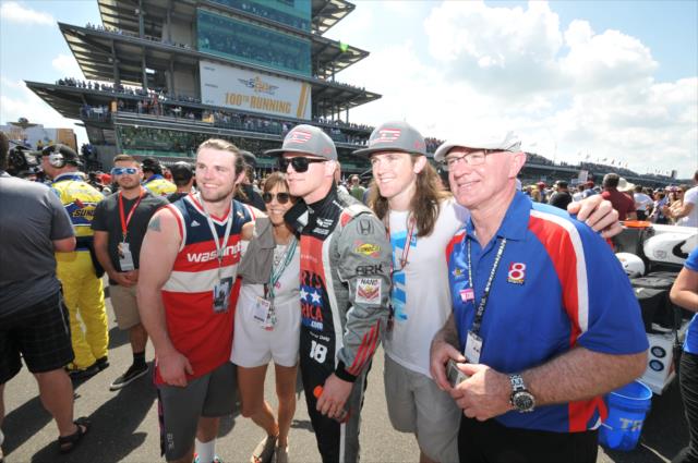 Conor Daly and family on the grid walk before the 100th running of the Indianapolis 500 presented by PennGrade Motor Oil -- Photo by: Eric McCombs