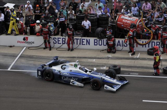 Max Chilton leaving the pits during the 100th Running of the Indianapolis 500 presented by PennGrade Motor Oil -- Photo by: Eric McCombs